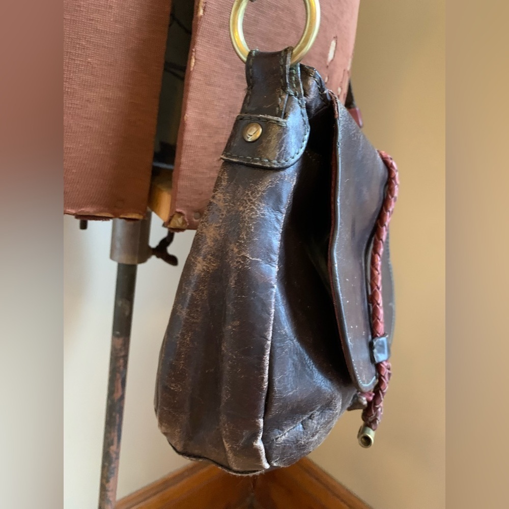 HideSign leather crossbody purse, distressed hippy boho, bohemian bag - Picture 13 of 16